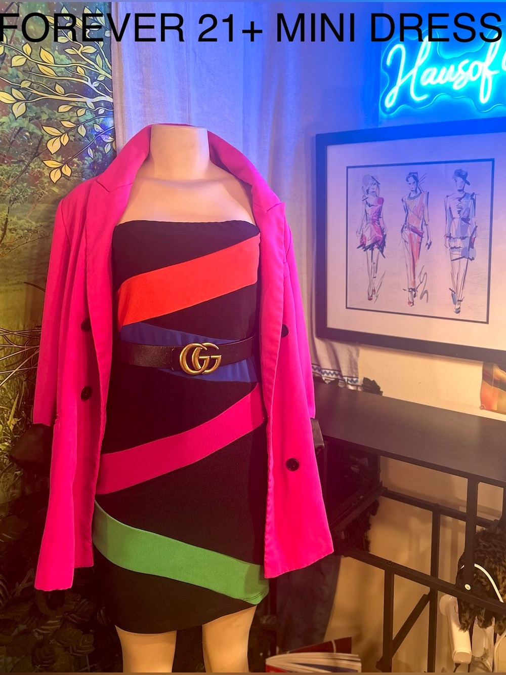 Forever 21+ (PLUS SIZE)Multi-Color Stripe Tube Mini Dress: EC